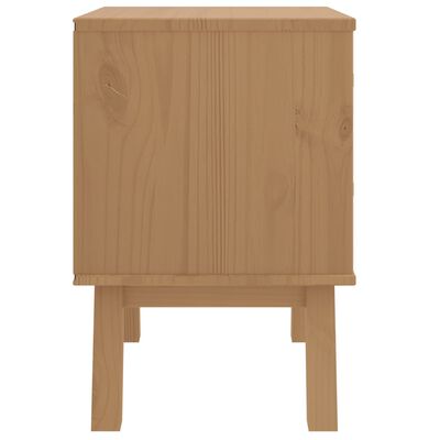 vidaXL Mesa de cabeceira OLDEN madeira de pinho maciça castanho