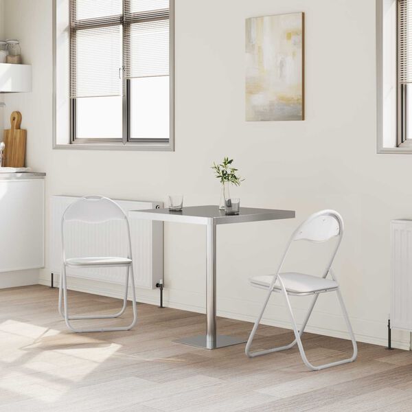 vidaXL Cadeira Dobr&aacute;vel 2 pcs Branco e Cinza 48 x 43,5 x 81 cm