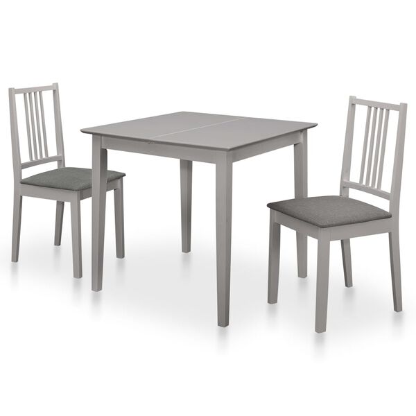 vidaXL 3 pcs conjunto de jantar MDF cinzento
