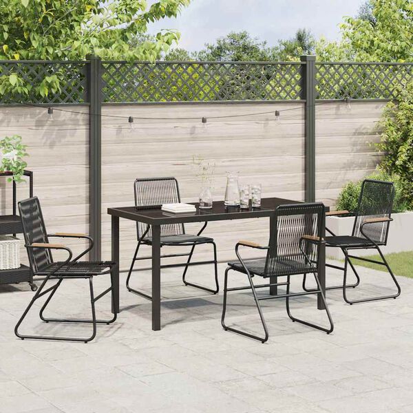 vidaXL Conjunto de Jantar para Jardim 5 pcs Preto Rattan de PVC