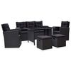 vidaXL 6 pcs conjunto lounge de jardim c/ almofad&otilde;es vime PE preto