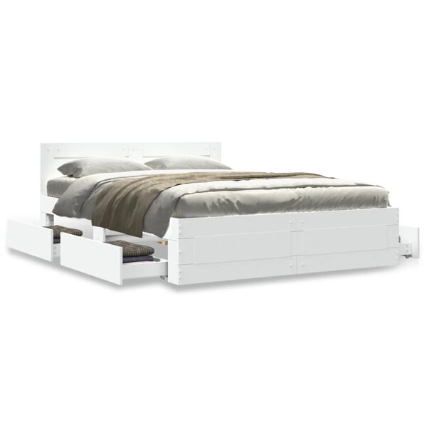 vidaXL Estrutura de cama c/ cabeceira sem colch&atilde;o 140x190 cm branco