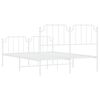 vidaXL Estrutura de cama com cabeceira e p&eacute;s 140x190 cm metal branco