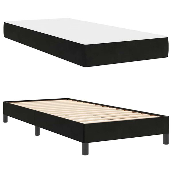 vidaXL Cama Box com colchão Preto 80 x 220 cm tecido