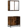 vidaXL 2 pcs conj. m&oacute;veis casa de banho derivados madeira cor fumado