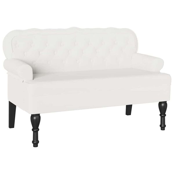 vidaXL Banco Chesterfield Branco 119,5 x 64,5 x 75 cm Couro Sint&eacute;tico