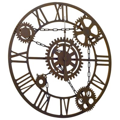 vidaXL Relógio de parede 80 cm metal castanho