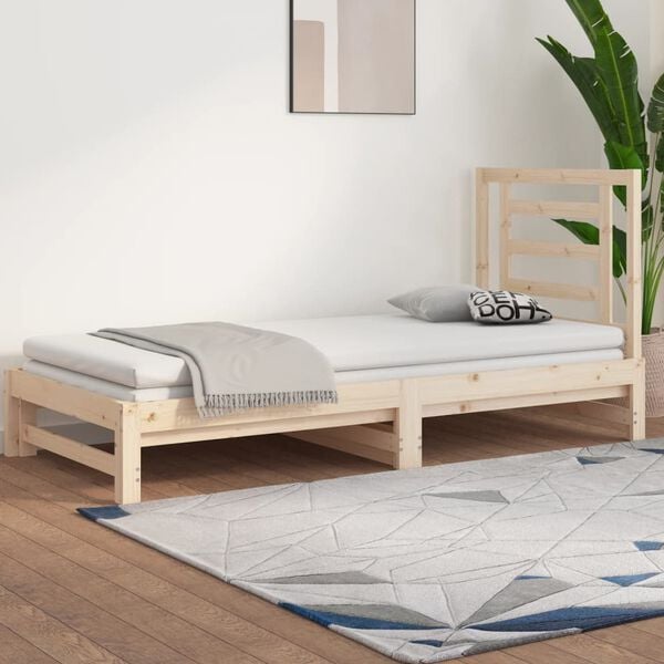 vidaXL Estrutura sof&aacute;-cama de puxar 2x(90x190) cm pinho maci&ccedil;o