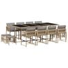vidaXL 13 pcs conj. jantar jardim c/ almofad&otilde;es vime PE bege misturado