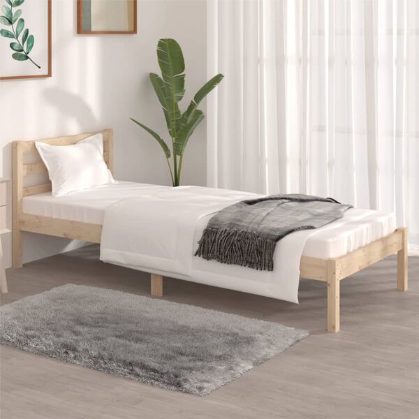 vidaXL Estrutura de cama pequena solteiro 75x190 cm pinho maciço