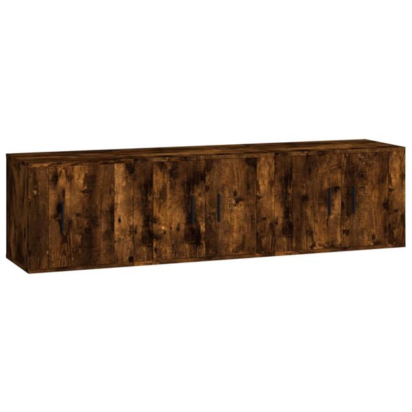 vidaXL Conjunto m&oacute;veis de TV 3 pcs madeira processada carvalho fumado