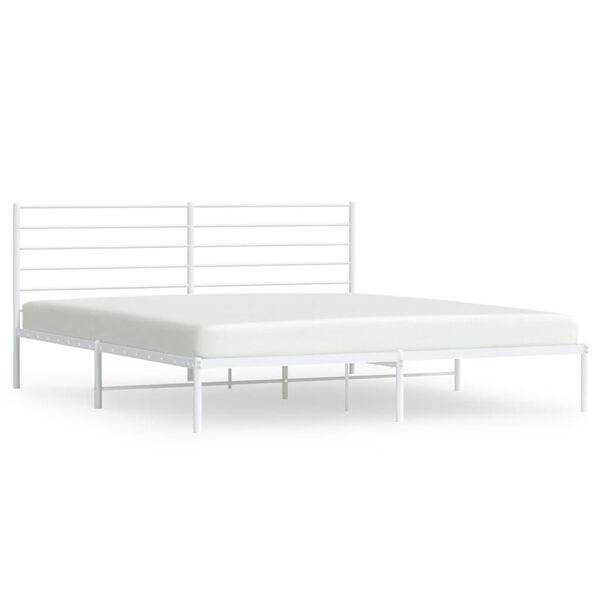 vidaXL Estrutura de cama com cabeceira 200x200 cm metal branco