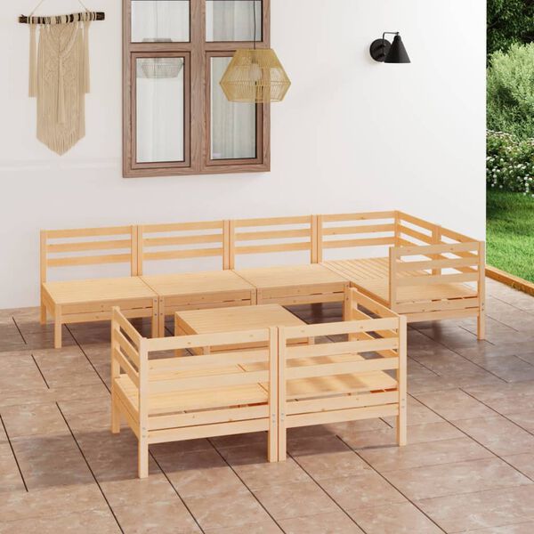 vidaXL 8 pcs conjunto lounge de jardim pinho maci&ccedil;o