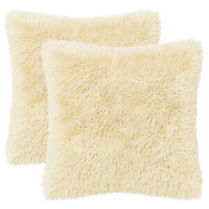 vidaXL Capa almofada 2 pcs HEERLEN Creme 30 x 30 cm Fleece PV
