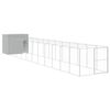 vidaXL Casota c&atilde;es c/ parque 214x1273x181 cm a&ccedil;o galvaniz. cinza-claro