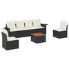 vidaXL 7 pcs conjunto de sof&aacute;s p/ jardim c/ almofad&otilde;es vime PE preto