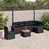 vidaXL 7 pcs conjunto de sofás p/ jardim c/ almofadões vime PE preto