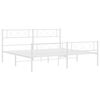 vidaXL Estrutura de cama com cabeceira e p&eacute;s 183x213 cm metal branco