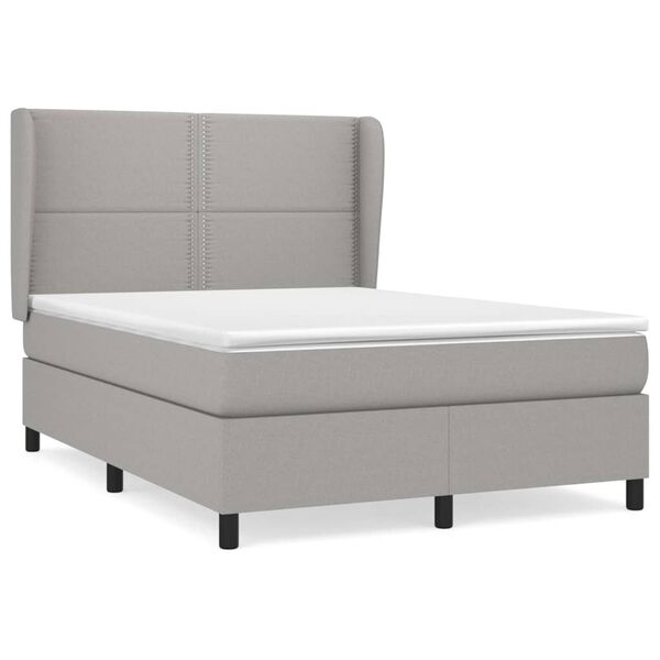 vidaXL Cama com molas/colch&atilde;o 140x190 cm tecido cinzento-claro