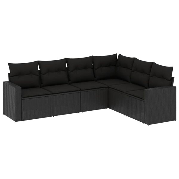 vidaXL 6 pcs conjunto sof&aacute;s de jardim c/ almofad&otilde;es vime PE preto