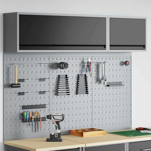 vidaXL Conjunto de Arm&aacute;rio de Ferramentas e Pegboard 5 pcs Preto