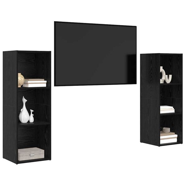 vidaXL Conjunto de móvel de TV 2 pcs Carvalho Preto 107 x 35 x 37 cm