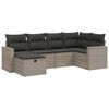 vidaXL 6 pcs conjunto sof&aacute;s de jardim com almofad&otilde;es vime cinzento