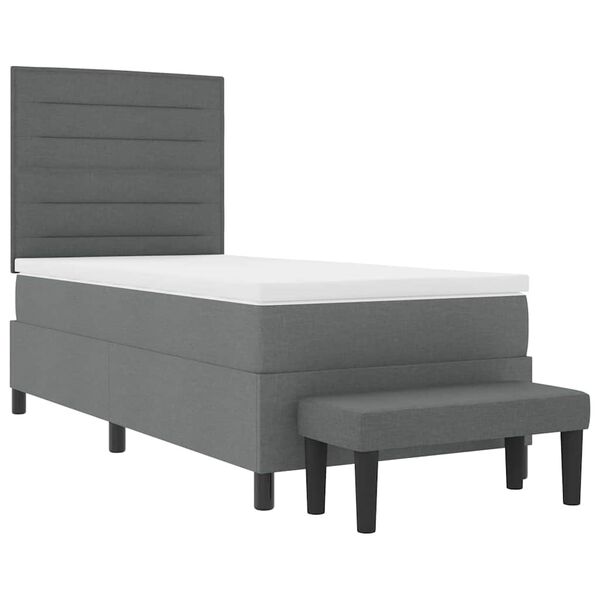 vidaXL Cama Box com colch&atilde;o Cinza Escuro 100 x 200 cm tecido