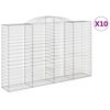 vidaXL Cestos gabi&atilde;o arqueados 10 pcs 300x50x180/200 ferro galvanizado