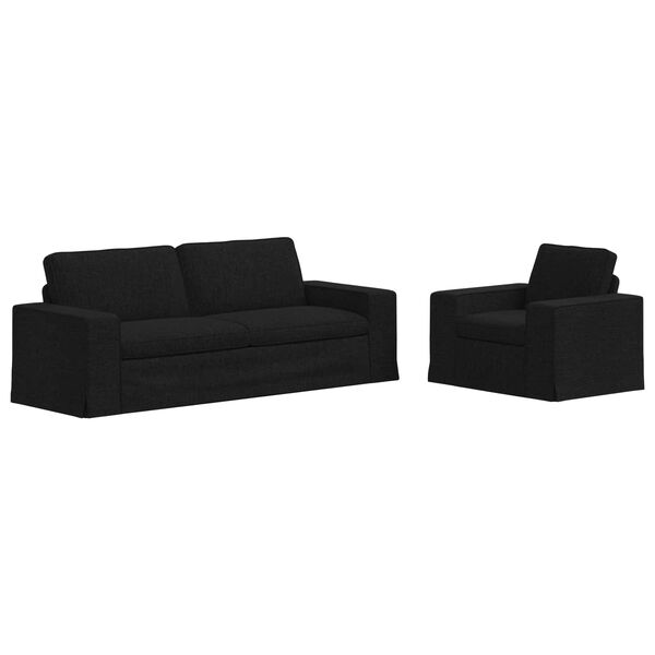 vidaXL Conjunto de Sof&aacute;s 2 pcs Preto 182 x 80 x 82 cm tecido