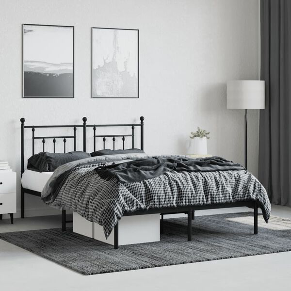 vidaXL Estrutura de cama com cabeceira 140x190 cm metal preto
