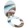 vidaXL Assento de sanita com tampa de fecho suave MDF design conchas