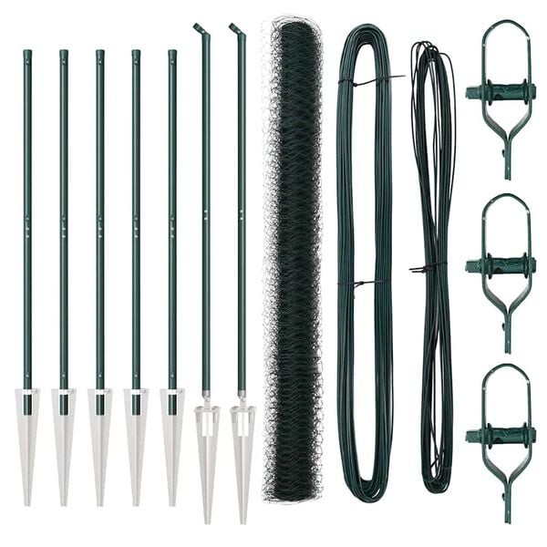 vidaXL Poste de Cerca Verde 10 x 1,6 m (malha de 50 mm) A&ccedil;o e PVC