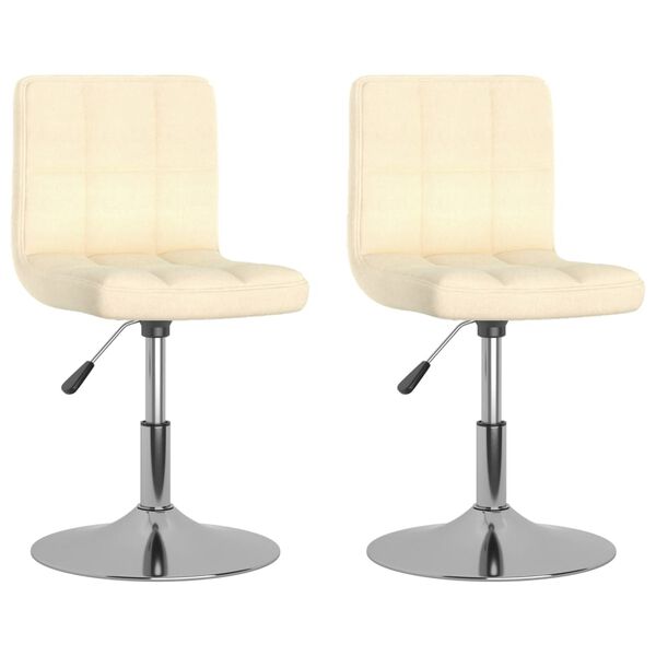 vidaXL Cadeiras de jantar giratórias 2 pcs tecido cor creme