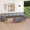 vidaXL 12 pcs conjunto lounge de jardim pinho maci&ccedil;o cinza
