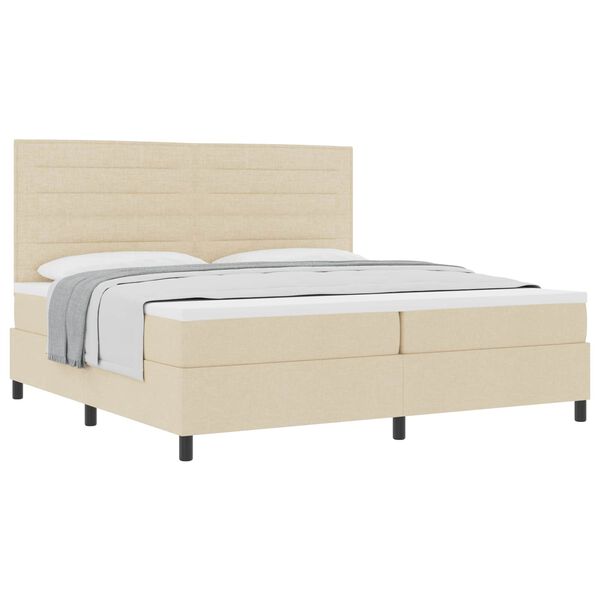 vidaXL Cama Box com colch&atilde;o com cabeceira Creme 200 x 200 cm tecido