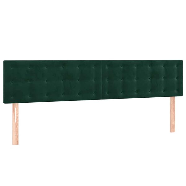 vidaXL Cabeceira de cama c/luzes LED veludo 200x5x78/88cm verde-escuro