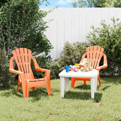 vidaXL Cadeiras de jardim infantis 2 pcs PP aspeto de madeira laranja