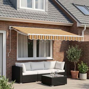 vidaXL Tecido de substitui&ccedil;&atilde;o para sanefa de toldo 300 cm riscas amarelo/cinzento