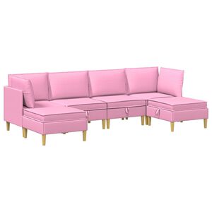 vidaXL Conjunto de M&oacute;veis para Sala de Estar 6 pcs Rosa Tecido