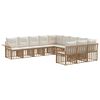 vidaXL Conjunto de Sof&aacute;s para Exterior 11 pcs Natural e Branco Creme