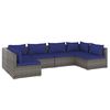 vidaXL 6 pcs conjunto lounge de jardim c/ almofadões vime PE cinzento
