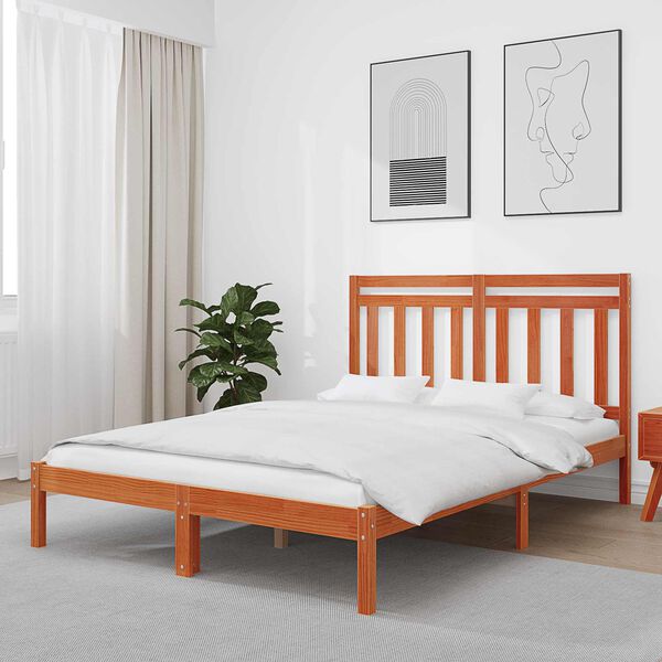 vidaXL Estrutura da Cama Marrom Cera 205,5 x 165,5 x 100 cm