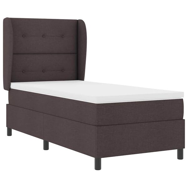 vidaXL Cama Box com colch&atilde;o Castanho escuro 90 x 200 cm tecido