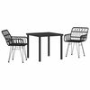 vidaXL Conjunto de Jantar para Jardim 3 unid. Preto A&ccedil;o revestido a p&oacute;