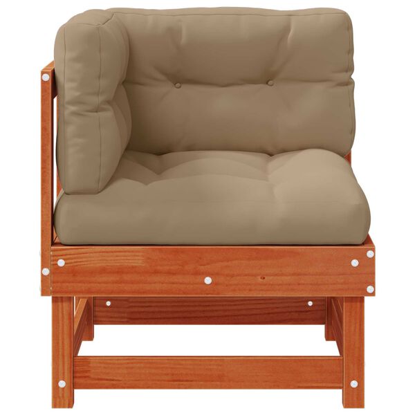 vidaXL Sof&aacute; de Canto para Jardim Madeira de pinho maci&ccedil;o Castanho Cera