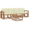 vidaXL Conjunto de Sof&aacute;s para Exterior 5 pcs Natural e Creme
