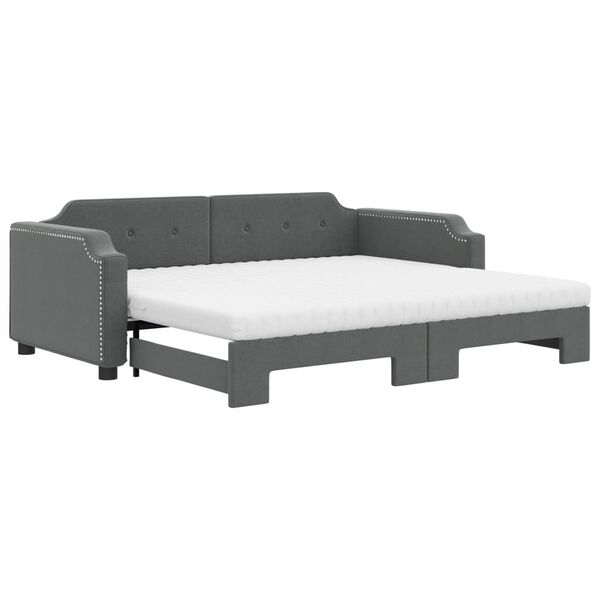 vidaXL Sof&aacute;-cama c/ gavet&atilde;o e colch&otilde;es 90x190cm tecido cinzento-escuro