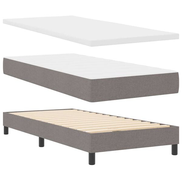 vidaXL Cama Box Cinzento-acastanhado 200 x 100 cm Poli&eacute;ster