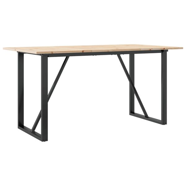 vidaXL Mesa de jantar estrutura em O 140x80x75cm pinho e aço
